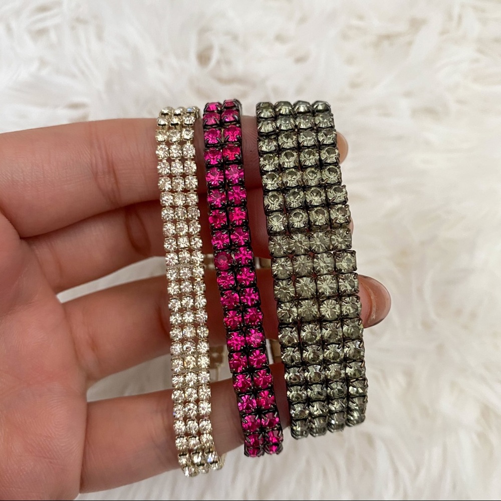 RHINESTONE TRIO STRETCH BRACELET